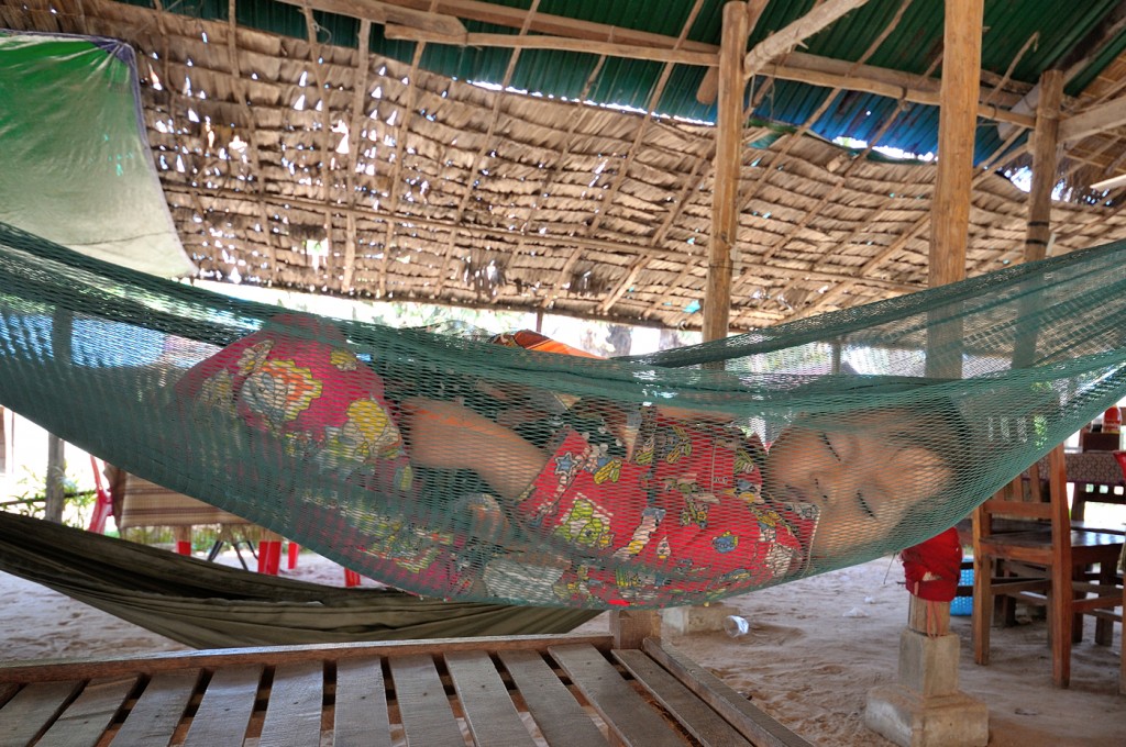 Kamboçya'da uyku saati.